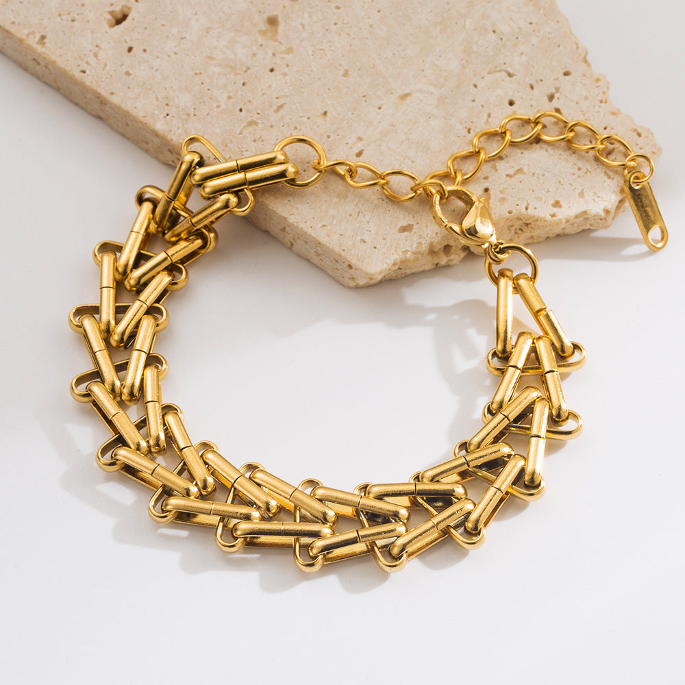 Wholesale gold titanium steel bracelet hip hop stainless steel bracelet